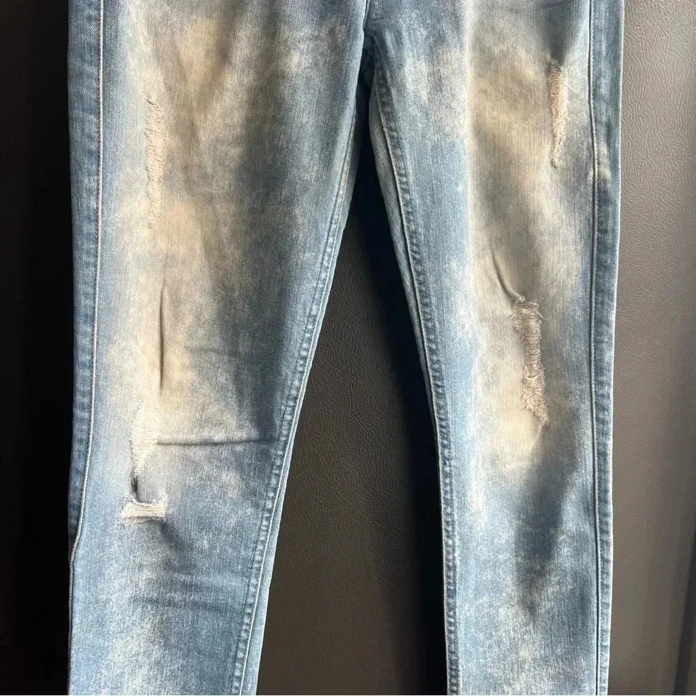 7 For All Mankind Josefina Distressed Bleached Skinny Boyfriend Jeans Size 26 - Picture 7 of 8